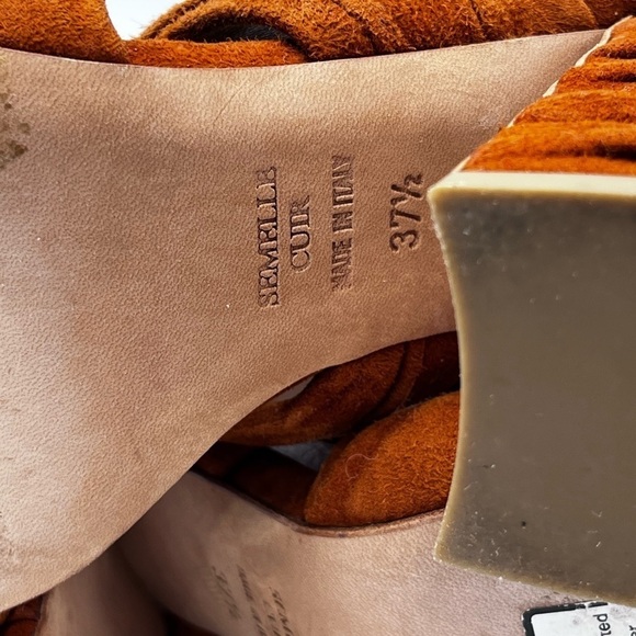 Laurence Dacade Paris Rona Ruched Suede Slide Rust cinnamon Sandals Sz 37.5/US 7 - Picture 15 of 16